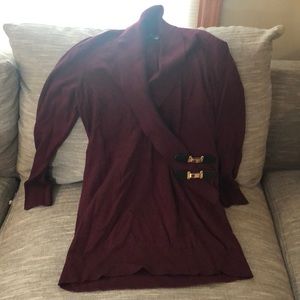 Maroon long sweater belted Size Medium/Large